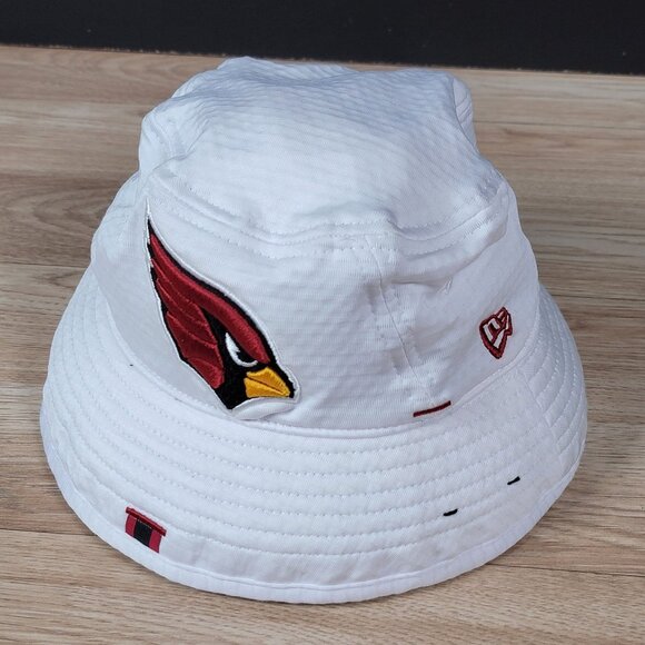 Arizona Cardinals New Era Bucket Hat White Red NFL Football 100 Seasons Patch - Picture 2 of 9